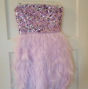 Lavender feather homecoming dress
